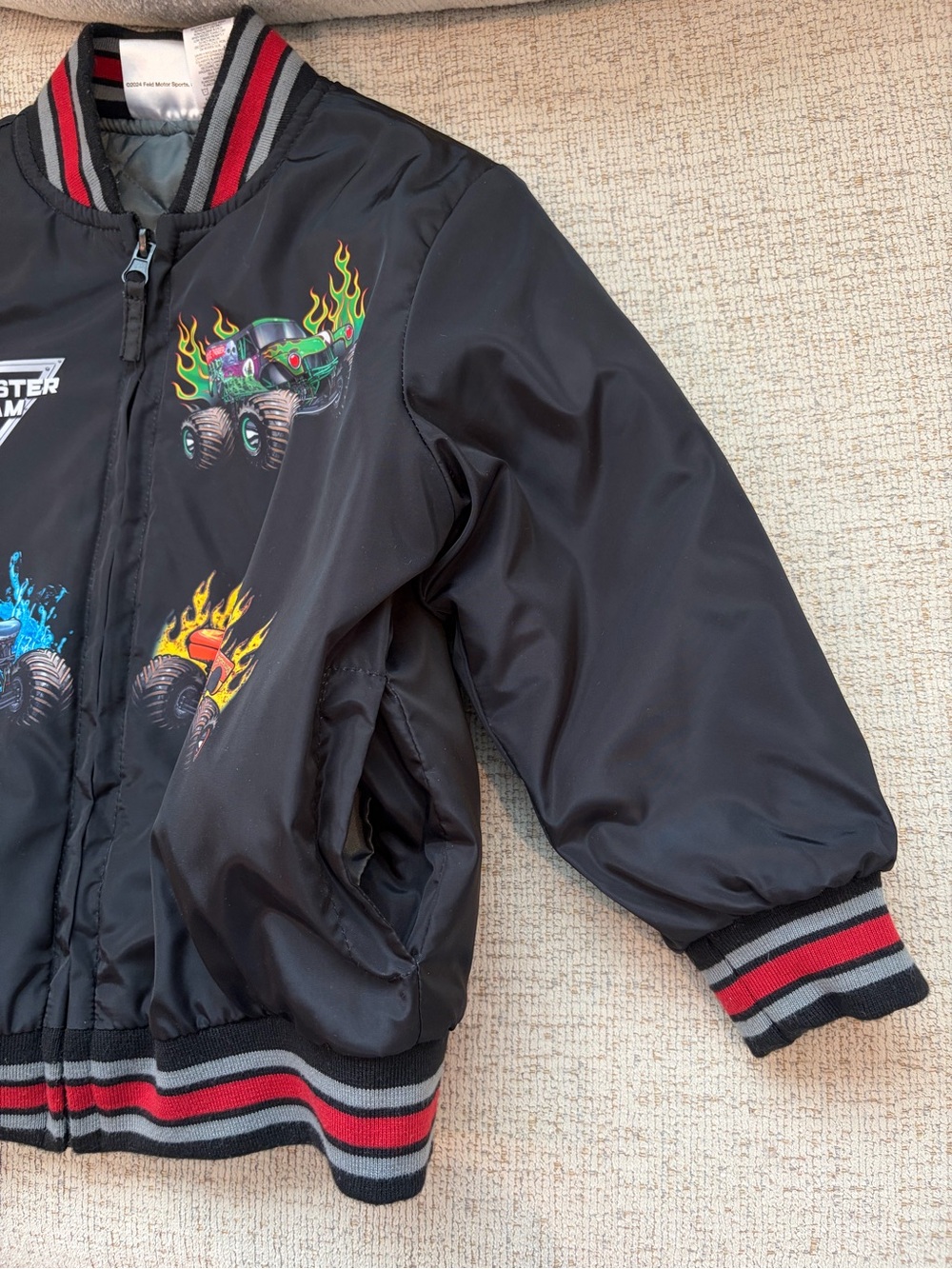 Monster Jam Zip-Up Bomber Jacket Boys Size 4 - Picture 6 of 12